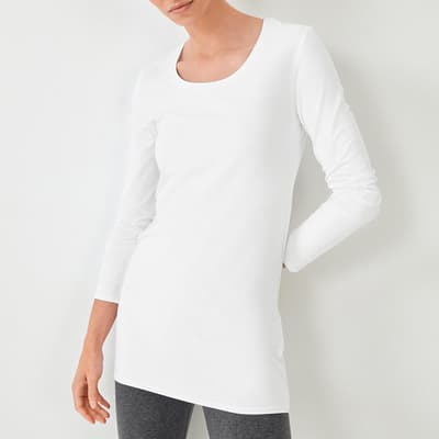 White Longline Stretch-Cotton T-Shirt 