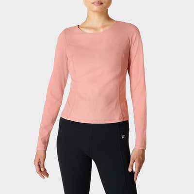 Pink Super Soft Rib Yoga Long Sleeve Top