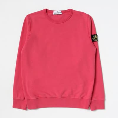 Pink Garment Dyed Cotton Sweatshirt