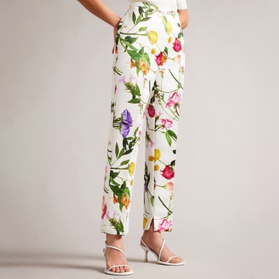 White Ziaaht Printed Trousers