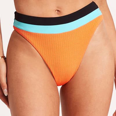 Orange Spliced High Rise Bikini Bottom