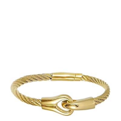 18K Gold Cable Hook Bangle Bracelet