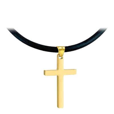 18K Polished Gold Cross Necklace