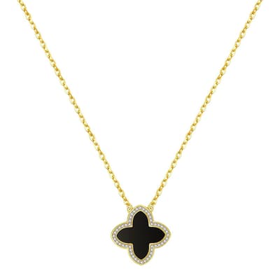 18K Gold Black Motif Embelisshed Necklace