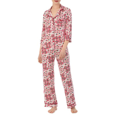 Red Multi 3/4 Notch PJ Set 