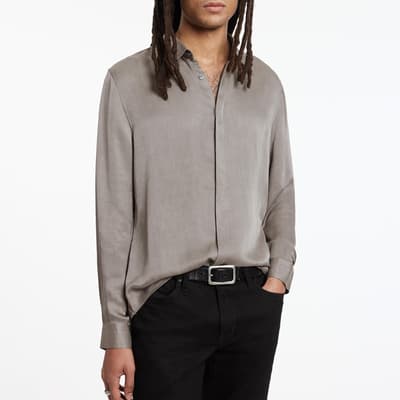 Grey Hidden Placket Slim Fit Shirt