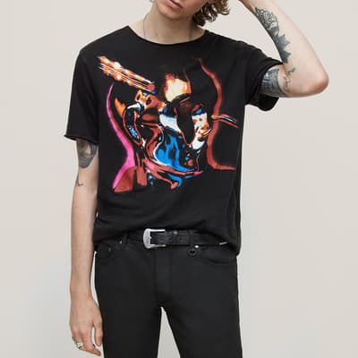 Black Vintage Raw Edge T-Shirt