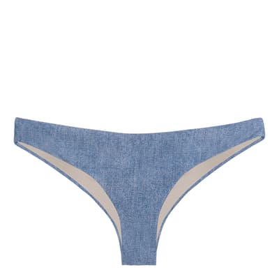 Blue Ruched Teeny Bikini Bottom