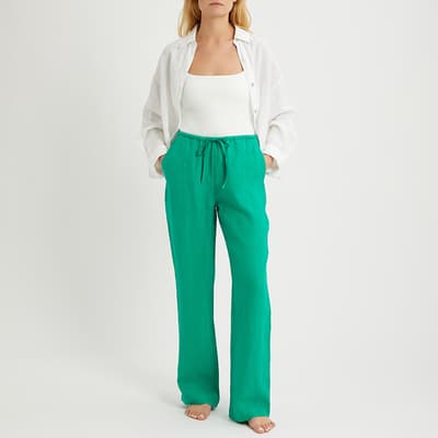 Emerald Linen Pull On Trouser