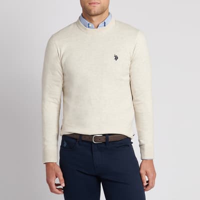 Ecru Cotton Crewneck Jumper