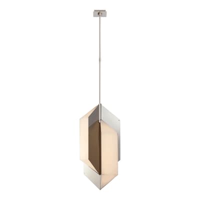 Ophelion Medium Pendant in Polished Nickel with Alabaster