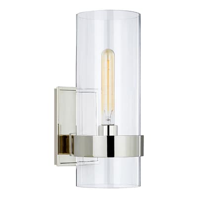 Presidio Small Sconce in Polished Nickel with Clear Glass