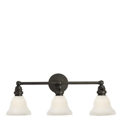 Boston Functional Triple Light in Bronze with White Glass