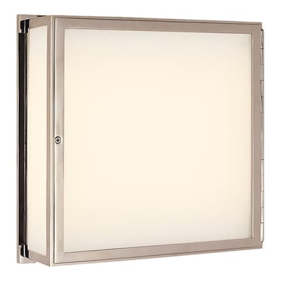 Mercer Square Box Light in Polished Nickel with White Glass