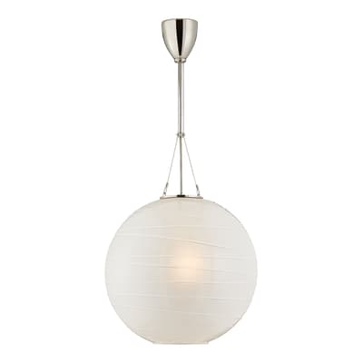Hailey Medium Round Pendant in Polished Nickel with Frosted Glass