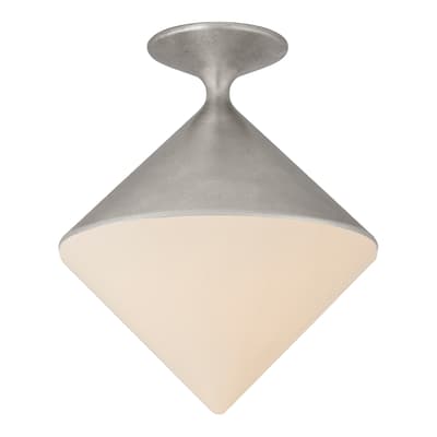 Sarnen Small Flush Mount in Burnished Silver Leaf with White Glass