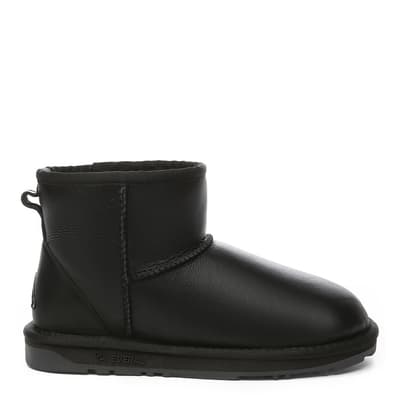 Women's Nappa Black Leather Mini Ankle Boots