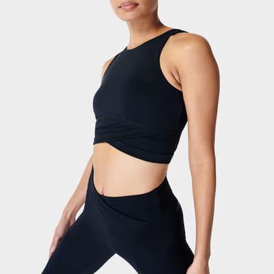 Black All Day Wrap Waist Tank Top 