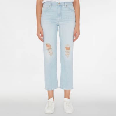 Light Blue Clarity Distressed Straight Stretch Jeans