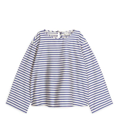 Blue/White Tie Stripe Cotton Top