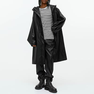 Black Hooded Raincoat