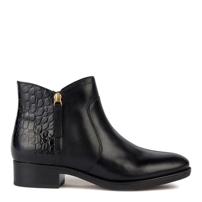 Women's Black Leather Croc Felicity D Ankle Boot