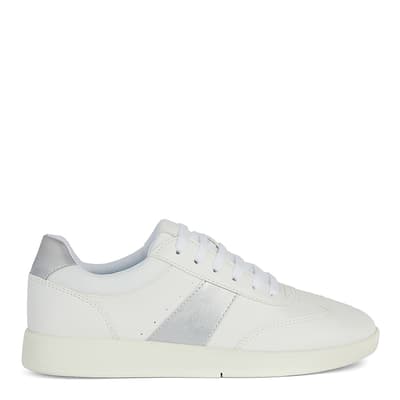 Women's White/Silver Leather Meleda Trainer 