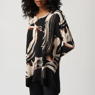 Black Printed Boxy Top