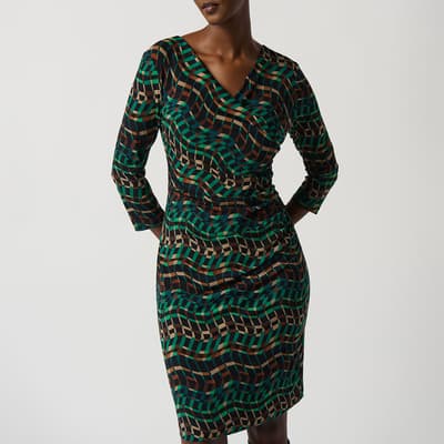 Black/Green Printed Dress