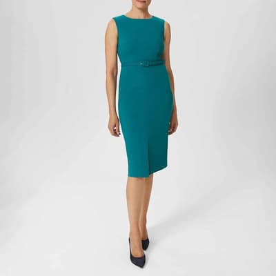 Teal Alva Belted Midi Dress