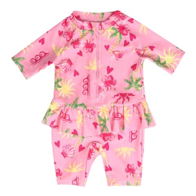Pink Summer Love Baby Frill Sunsuit