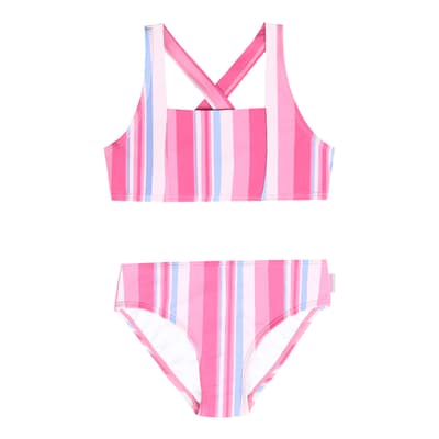 Pink Stripe Junior Crossover Bikini Set