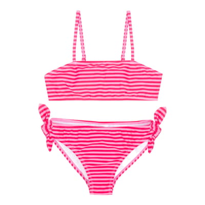 Pink Stripe Teen Tie Bikini Set