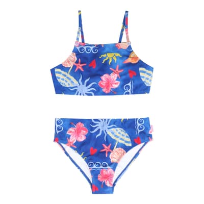 Navy Seashell Teen Knot Bikini Set