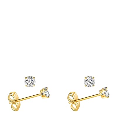 18K Gold Cz Stud Earrings