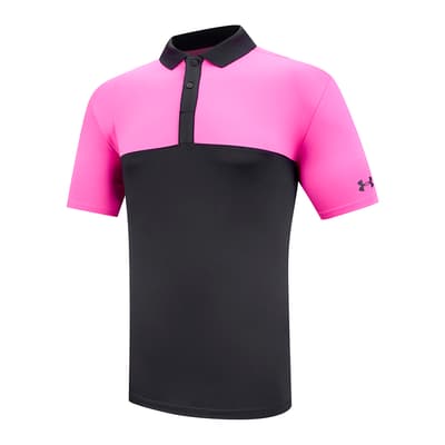 Black/Pink Under Armour Performance 3.0 Blocked Polo