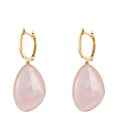 18k Gold Pink Quartz Drop Earrings
