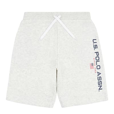 Grey Marl Side Logo Cotton Shorts