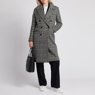 Black Check Double Breasted Crombie Coat