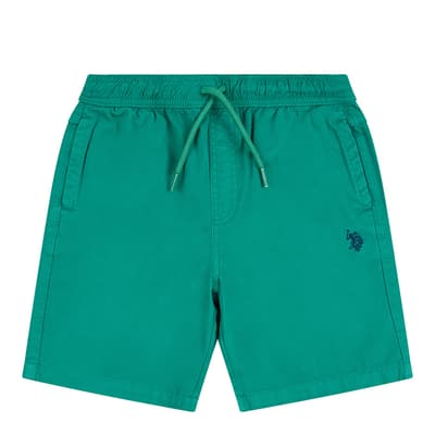 Younger Boy's Green Classic Cotton Blend Shorts