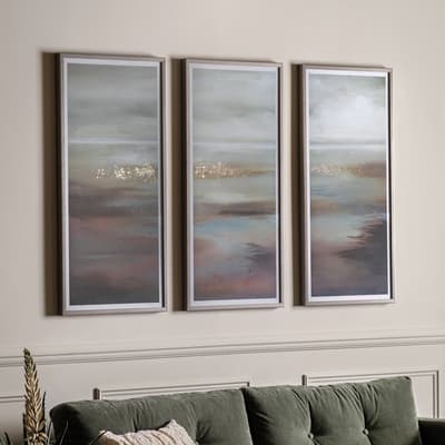 Muted Landscape Triptych 100x50cm Framed Print
