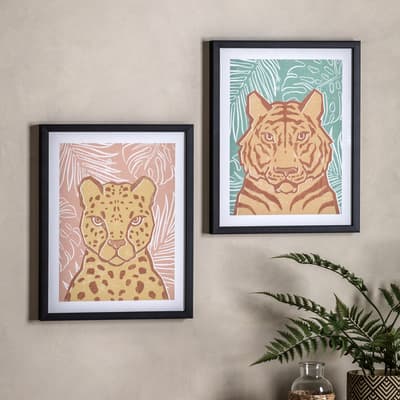 Jungle Cat 50x40cm Set of 2 Framed Prints