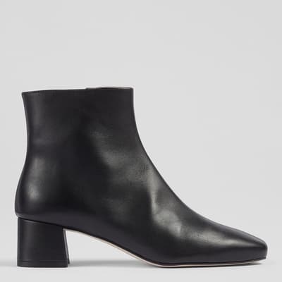 Black Leather Clarice Ankle Boots