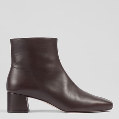 Brown Leather Clarice Ankle Boots