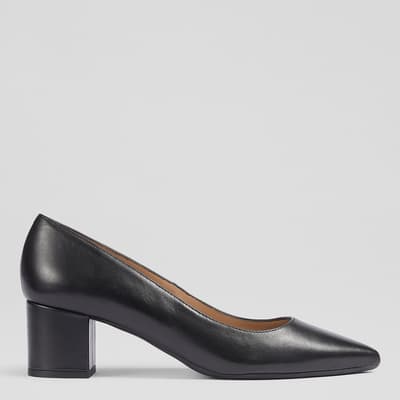 Black Leather Clara Court Heel