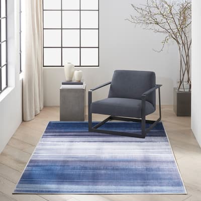 River Flow Rug, Blue/Grey, 2.21x0.69m