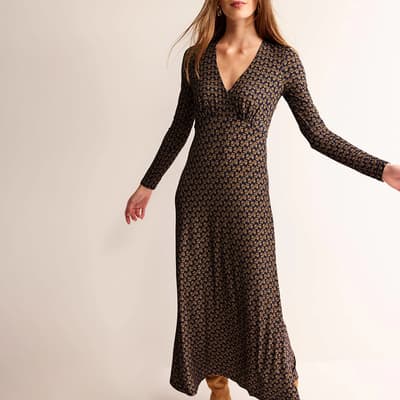 Brown Long Sleeve Tea Dress