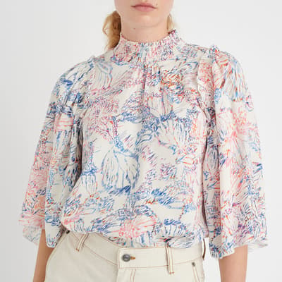 Printed High Neck Blouse