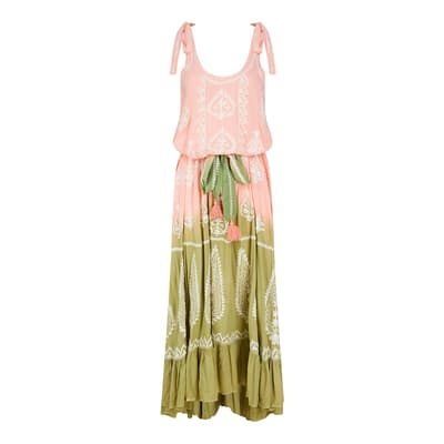 Pink and Green Ombre Atzaro Maxi Dress