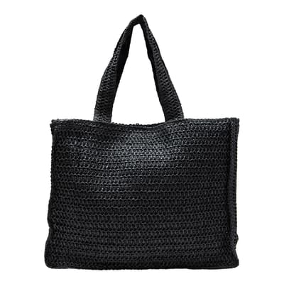 Black Straw Tote Bag